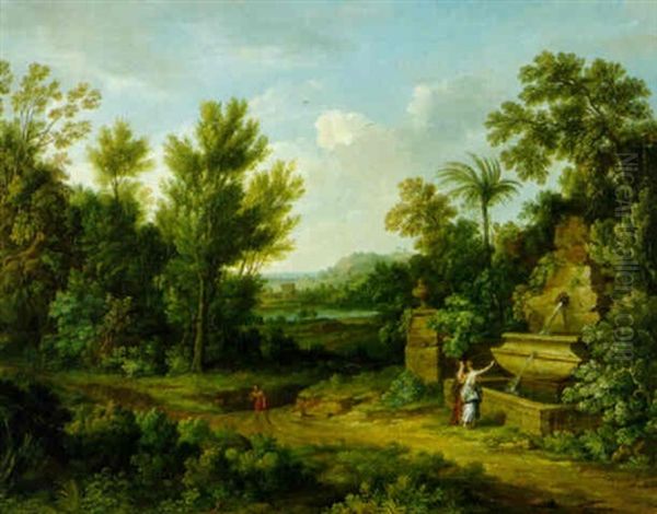 An Arcadian Landscape With Figures By A Fountain - view 1