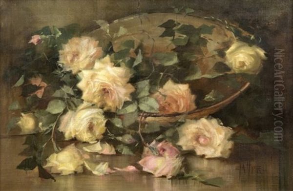 Still Life Of Roses In A Basket - view 1