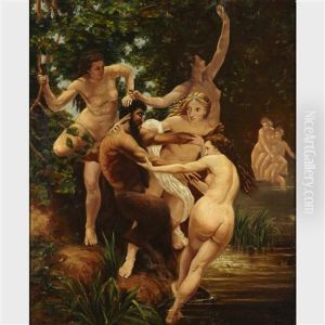 Les Nymphes Et Le Satyre After William Adolphe Bouguereau (1825-1905) by Vojtech (Adalbert) Hynais