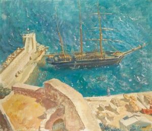 View Of The Port In Calvi by Alexander Evgenevich Iacovleff