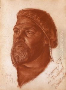 Portrait Of Leonid Sologub by Alexander Evgenevich Iacovleff