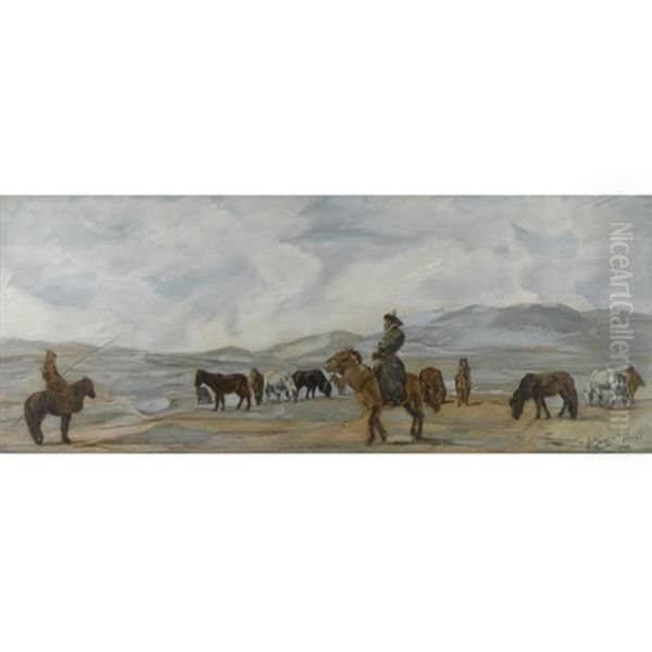 Mongolian Horsemen - view 1