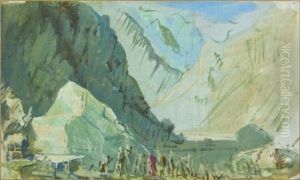 Halte Des Autochenilles Dans Un Paysage De Montagnes