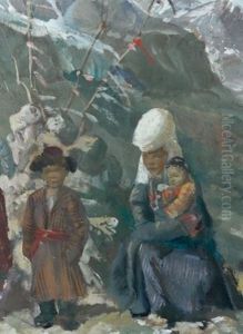 Femmes Kirghiz Et Leurs Enfants Dans L'himalaya by Alexander Evgenevich Iacovleff