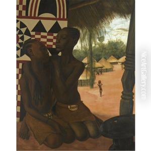 Titi And Naranghe, Daughters Of Chief Eki Bondo by Alexander Evgenevich Iacovleff