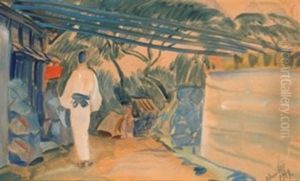 Japanese Woman In The Garden by Alexander Evgenevich Iacovleff