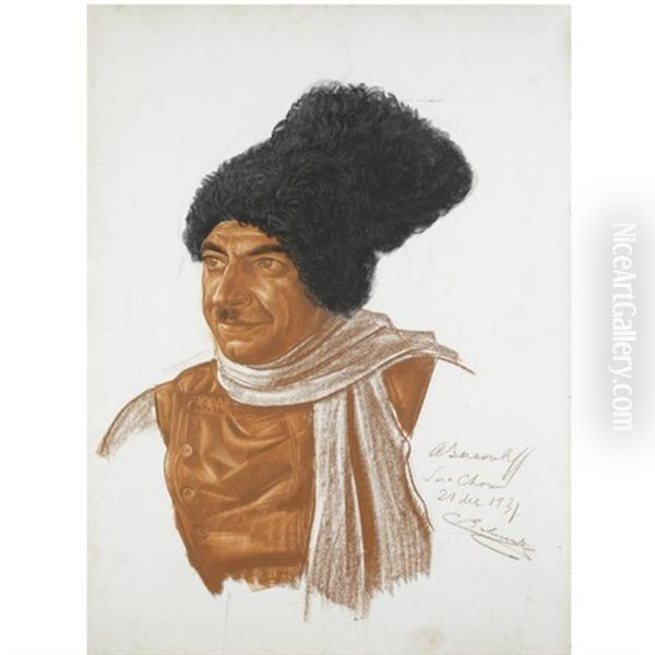 Portrait Of Clovis Balourdet In A Fur Hat - view 1