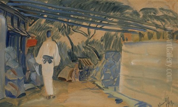 Japanese Woman In A Garden - view 1