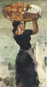 A Woman Bearing A Basket Of Fruit, Capri