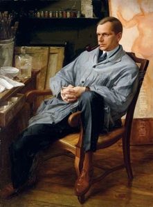 Portrait Of Vasilii Shukhaev In His Studio by Alexander Evgenevich Iacovleff