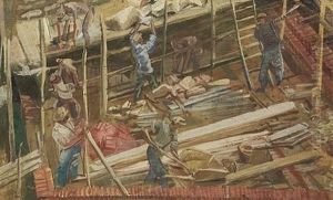 Workers On The Construction Site by Alexander Evgenevich Iacovleff