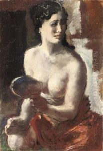 Female Nude With Mirror by Alexander Evgenevich Iacovleff