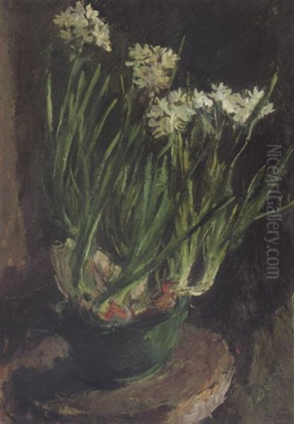 Flowers In A Green Pot - view 1