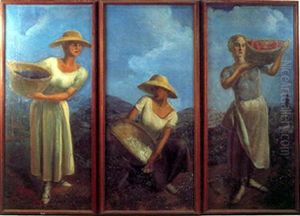 Les Trois Cueilleuses by Alexander Evgenevich Iacovleff