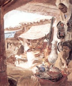 At Tchai-khane, Afghanistan by Alexander Evgenevich Iacovleff