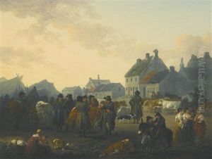 Market Day, Masham, North Yorkshire by Julius Caesar Ibbetson