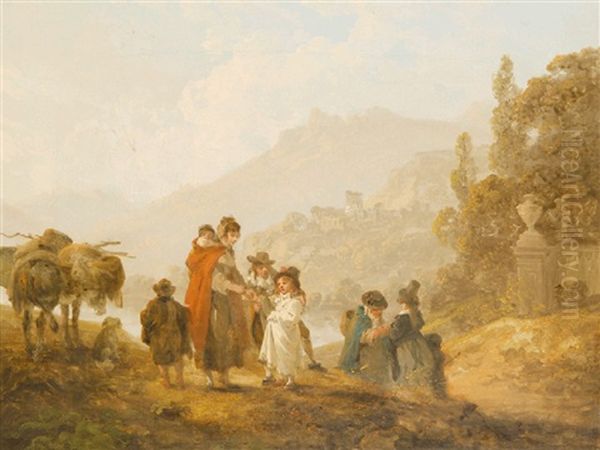 A Family With A Mule In An Italianate Landscape (+ Another, 2 Works) - view 1