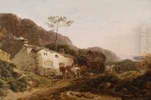 Travellers Before A Country Inn by Julius Caesar Ibbetson
