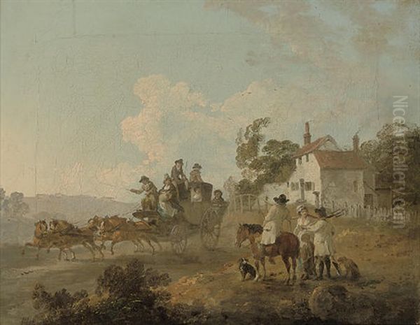 A Landscape With Travellers In A Horse-drawn Carriage - view 1
