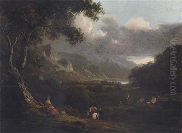 An Extensive Landscape (a View Of The Lake District?) With Figures In The Foreground - view 1