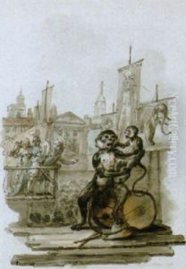 Der Zirkus In Der Stadt by Julius Caesar Ibbetson