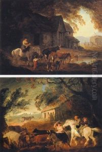 Shepherdess Rounding Up Her Cattle by Julius Caesar Ibbetson