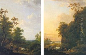 Herding Cows, Morning And Evening by Julius Caesar Ibbetson