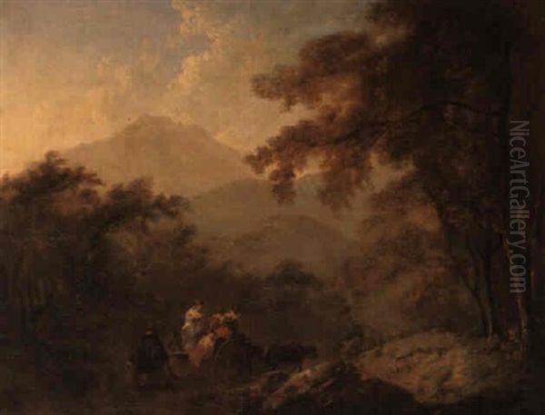 The Rydal Valley, With Figures In A Cart Descending A Wooded Path - view 1