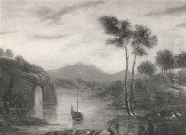 An Angler Before A River With Cattle Grazing - view 1