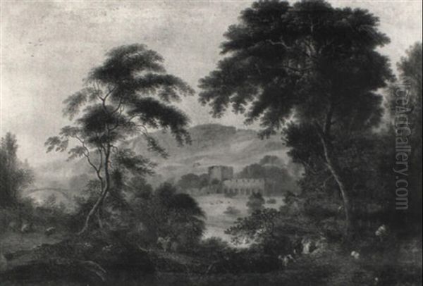 Figures In An Extensive Landscape With Ruins Beyond - view 1