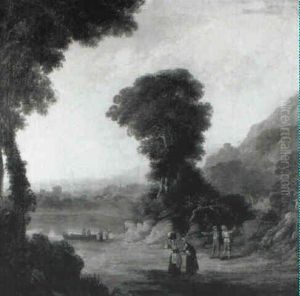 Women Conversing And Drovers With Cattle In A Landscape