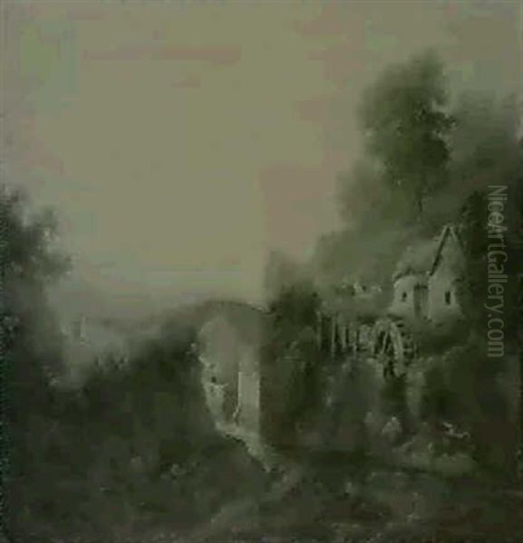 Figures By A Mill, An Extensive Landscape Beyond - view 1