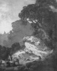 Travellers Resting In A Shaded Glen by Julius Caesar Ibbetson
