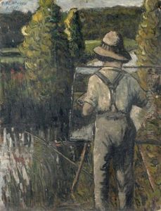 Alexander Altmann Peignant, De Dos, Dans Un Paysage Alexander Altmann Peignant, De Dos, Dans Un Paysage