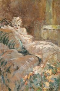 Young Woman On A Sofa by Louis Icart