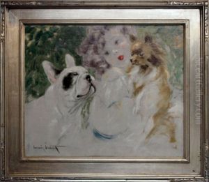 Woman With Dogs by Louis Icart