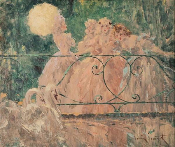 'madchen Am Sommerlichen Schwanenteich', 20. Jahrhundert - view 1