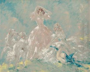 Two Women & Borzois