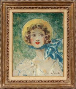 Girl With A Yellow Hat And Blue Sash