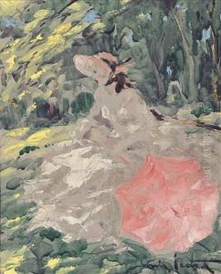 Femme Assise En Sous-bois by Louis Icart