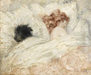 Femme Endormie Avec Son Chien by Louis Icart