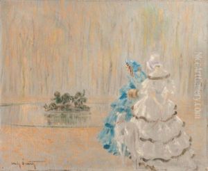 Elegantes Pres Du Bassin En Automne by Louis Icart