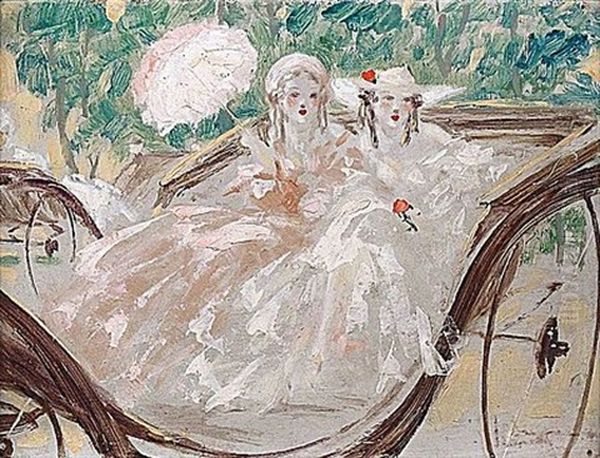 Deux Elegantes En Caleche - view 1