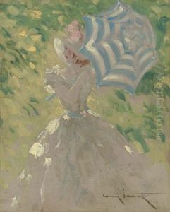 Woman With Umbrella by Louis Icart