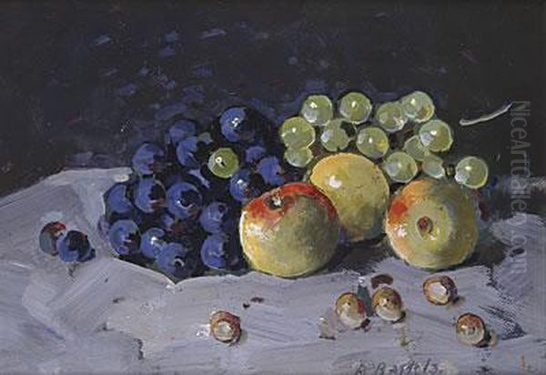 Stilleben Mit Weintrauben Und Apfeln. - view 1
