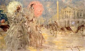 Les Elegantes Place De La Concorde by Louis Icart