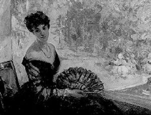 Elegante Dama Con Abanico En Un Palacio Del Folies Bergere by Louis Icart