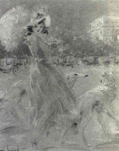 Elegante Aux Deux Barzoys by Louis Icart