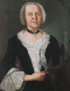 Portrait Der Maria Margarete Weissensee Geb. Glaser, In Dunklem Kleid Mit Reichem Spitzeneinsatz Und Spitzenmanschetten