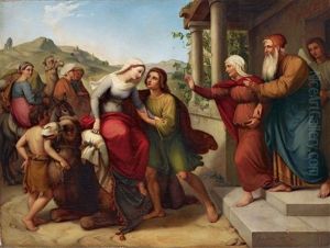 Saras Ankunft Im Hause Tobia by Johann Eduard Ihlee